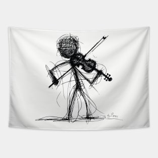 Stickman Playing Violin Tapestry