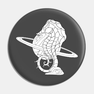 Space Seahorse Outline Pin