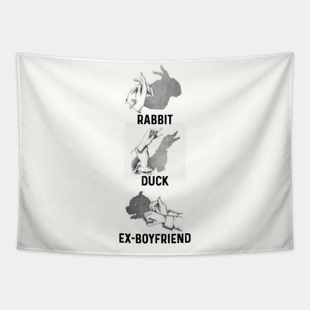 Shadow Puppets: Rabbit, Duck, Ex-Boyfriend Tapestry by Contentarama