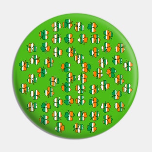 St Patricks Day Shamrock Green White Orange Stripes Pin