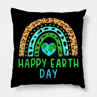 Happy Earth Day Cute Rainbow Earth Lover Men Women Kids Pillow