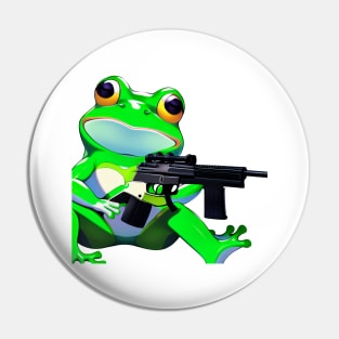 Meme Frog with Gun Pin