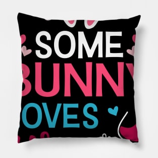 Some Bunny Loves Wine Easter Day Pillow