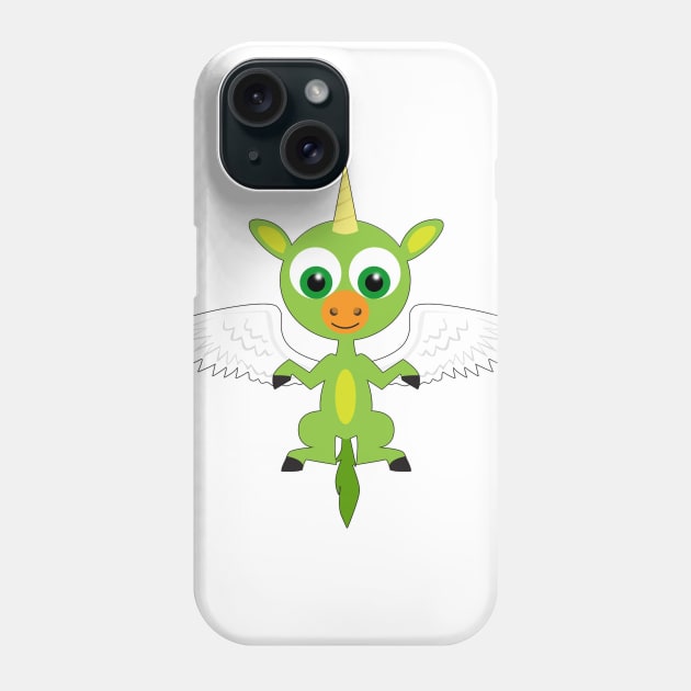 Green Unicorn Phone Case by Wickedcartoons