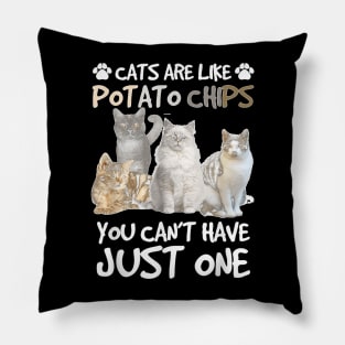 Cats Are Like Potato Chips You Can Not Have Just One Funny Pillow