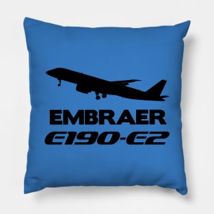 Embraer E190-E2 Silhouette Print (Black) Pillow