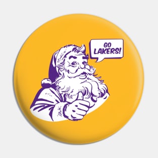 Retro Santa Claus Go Lakers Pin