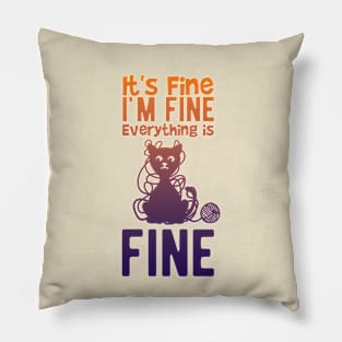 I am Fine Cat Bad Lucky Cat Pillow