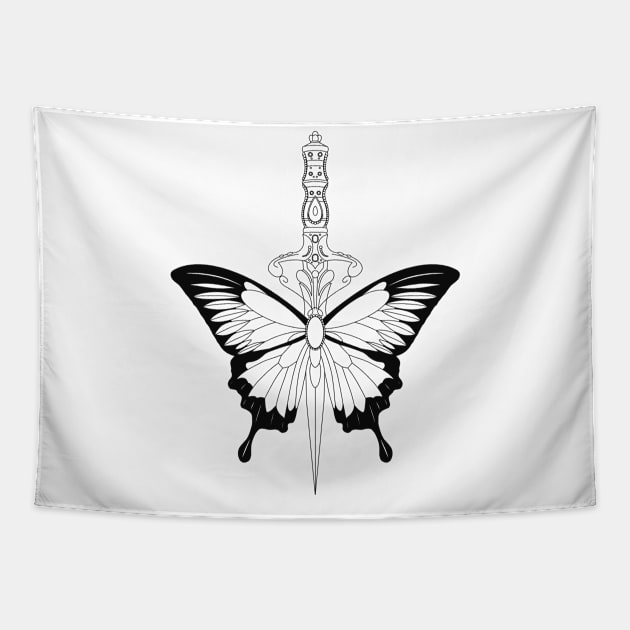 Butterfly Dagger Tapestry by Helena Morpho 