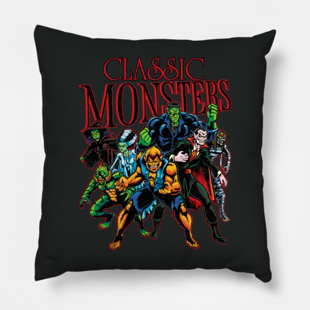 Classic Monsters Pillow by Andriu