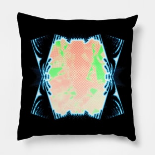 Grunge Glitch Fusion - Abstract Neon Art with a Futuristic Touch Pillow