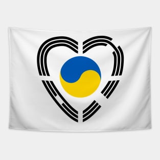 Korean Ukrainian Multinational Patriot Flag Series (Heart) Tapestry