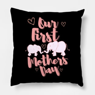 Our First Mothers Day, Mama and Baby Elephants Love Pillow