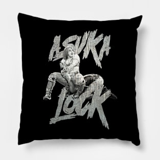 vintage Asuka terrible lock grayscale Pillow