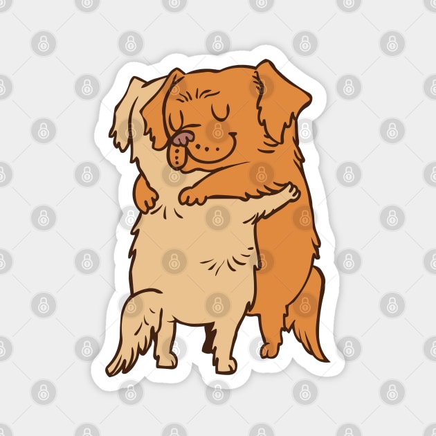 Golden Retriever hugs Magnet by huebucket