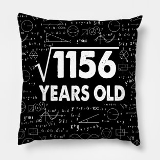 Square Root of 1156 34th Birthday 34 Years Old Math Science Lover Gifts Nerdy Geeky Gift Idea Pillow