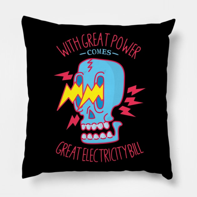 Great Power Of Electricity Pillow by sadpanda