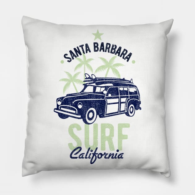 Surf California Woodie Beach T-Shirt Pillow by artbitz