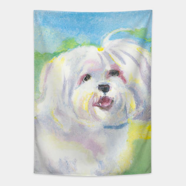 Maltese Watercolor Painting - Dog Lover Gifts Tapestry by Edd Paint Something