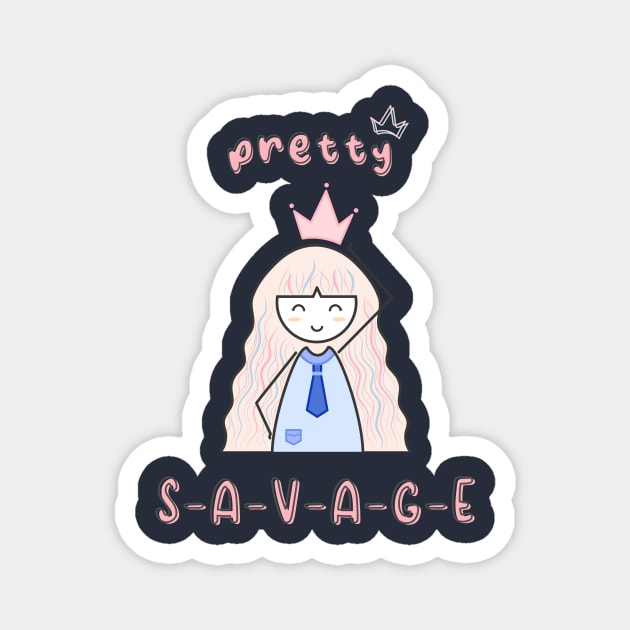 Aesthetic Pretty Savage Crown Girl Logo Design Magnet by Al-loony