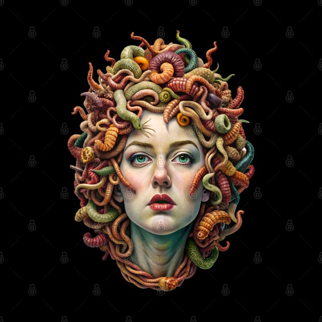 Medusa head - Woman with worms, surrealism weird by Ravenglow