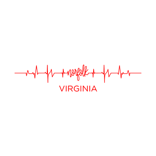 I Love Norfolk Virginia USA Heartbeat Funny T-Shirt For Men Women Custom T-Shirt