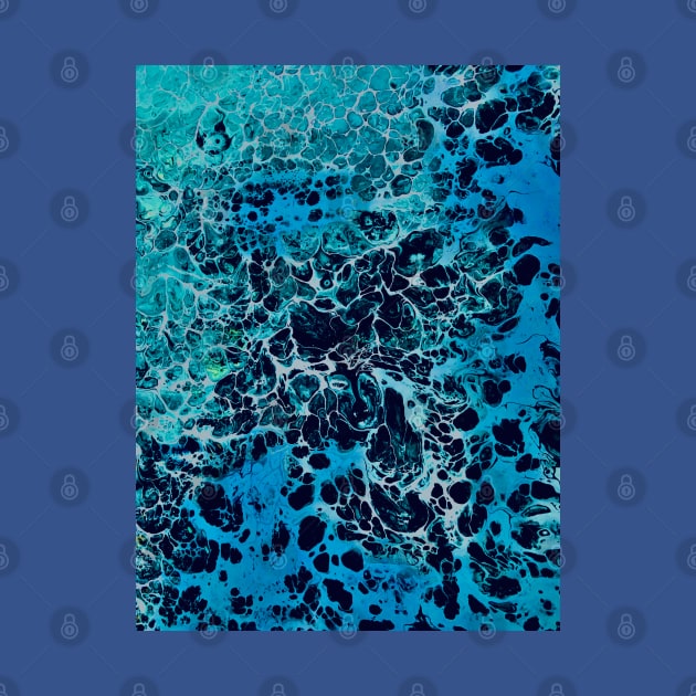 Blue ocean acrylic pouring art by baksuart