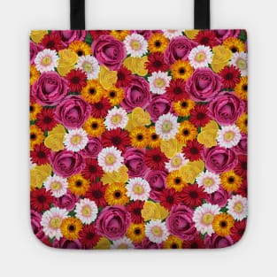 Floral Garden in pink, red, yellow, orange, and white Tote