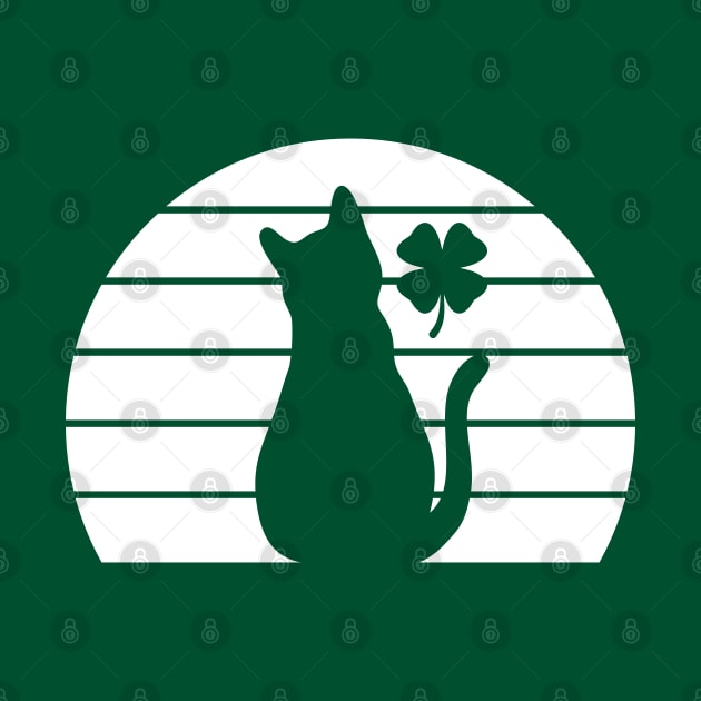 St Patricks Day Cat Lucky Shamrock (White) by yoveon