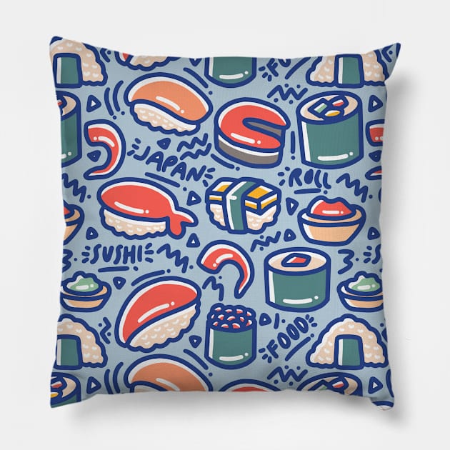 Radical 80s Sushi Party Pillow by machmigo