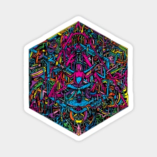 Hexagonal Layers of Reality | Colorful Psychedelic Art Magnet