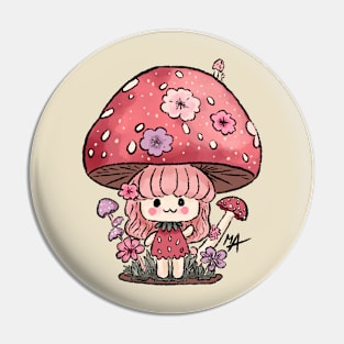 Pink Toadstool Mushroom Chibi (option without background ) Pin