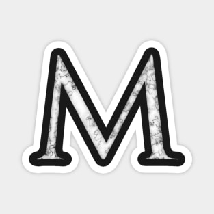 M in Roman White Marble Latin Alphabet Letter Sticker Magnet