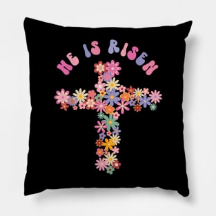 He Is Risen Easter Cross Christians Religious Hippie Groovy Pillow