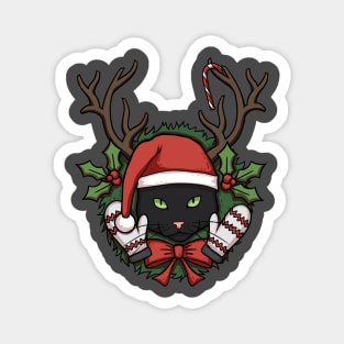 Black Christmas Cat Magnet