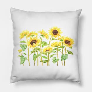 yellow sunflower painting 2020 version 2 watercolor painting Pillow