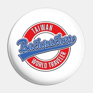 Taiwan backpacker world traveler logo Pin