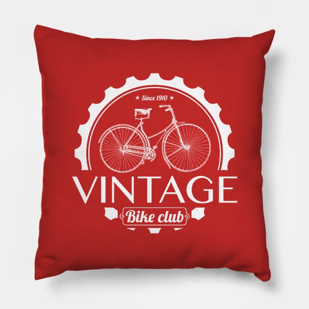 Vintage bike club white Pillow by Noresart