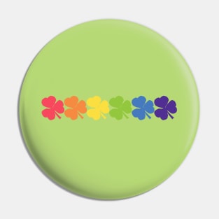 Six Rainbow Colored Shamrocks for St Patricks Day Pin