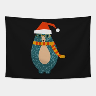 Bear dressed for Christmas Tapestry