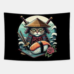 Cute Samurai Sushi Cat | Women’s Funny Japanese Cat Lover Tapestry