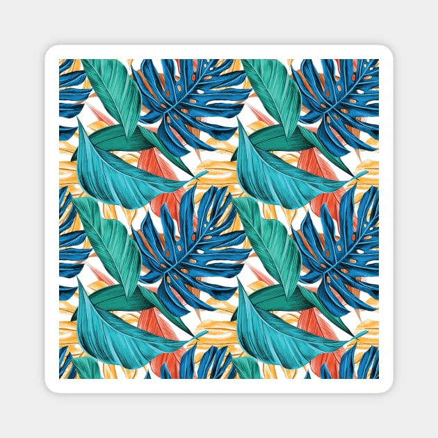 Colorful Tropical Leaves Magnet by CoastalDesignStudios