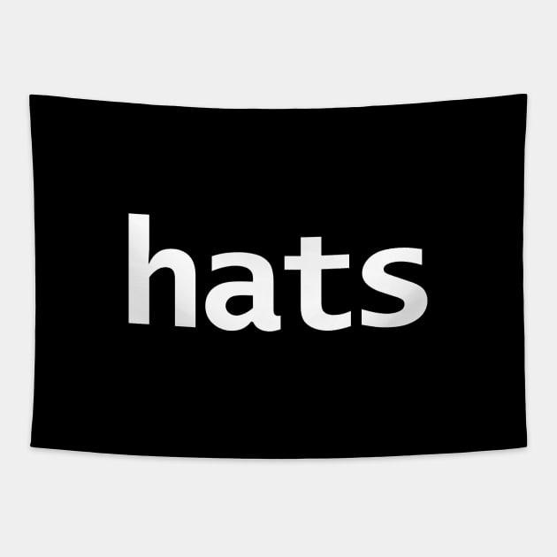 Hats Minimal Typography White Text Tapestry by ellenhenryart