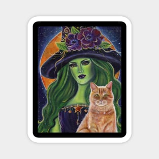 Wild Magic witch and kitty by Renee Lavoie Magnet