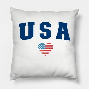 USA Star United States of America with the flag in heart love shaped Pillow