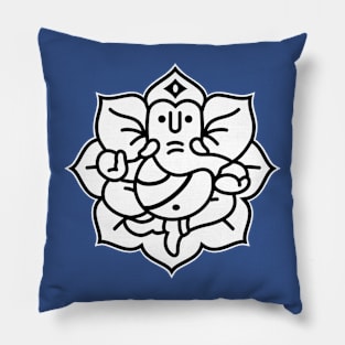 Ganesh Ganesa Ganapati Elephant 2 (black white) Pillow