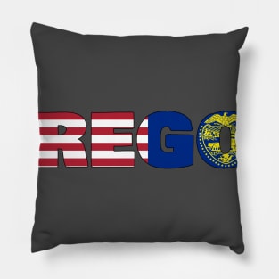 Oregon State Flag/ American Flag Pillow