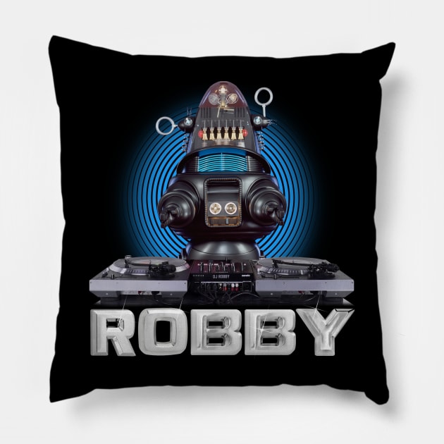 ROBBY the ROBOT : Hip-Hop DJ Turntables Pillow by KERZILLA