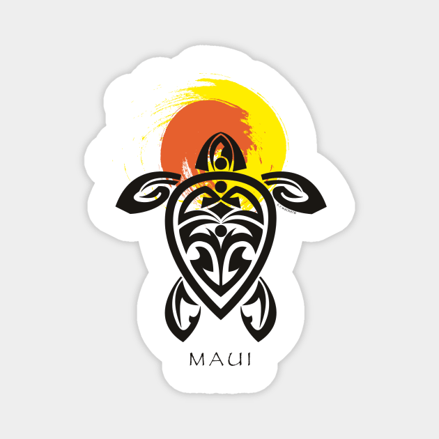 Tribal Turtle, Maui Sun Magnet by srwdesign