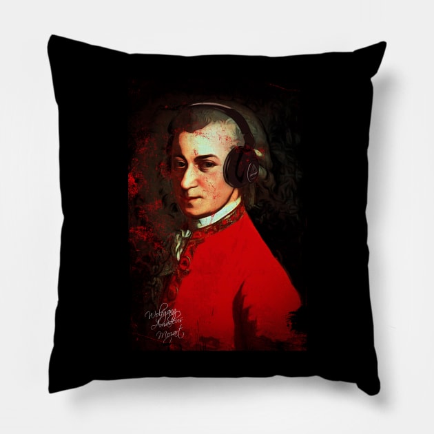 Wolfgang Amadeus Mozart Pillow by ElArrogante